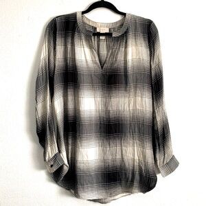 LOFT Lightweight Plaid Long Sleeves Tunic